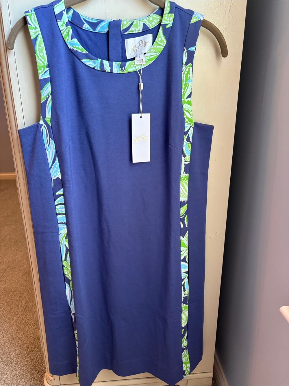 Lilly Pulitzer Navy Shift Dress with Green trim